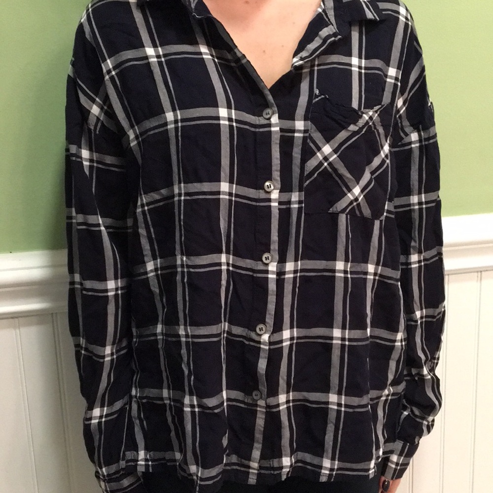 Navy button up